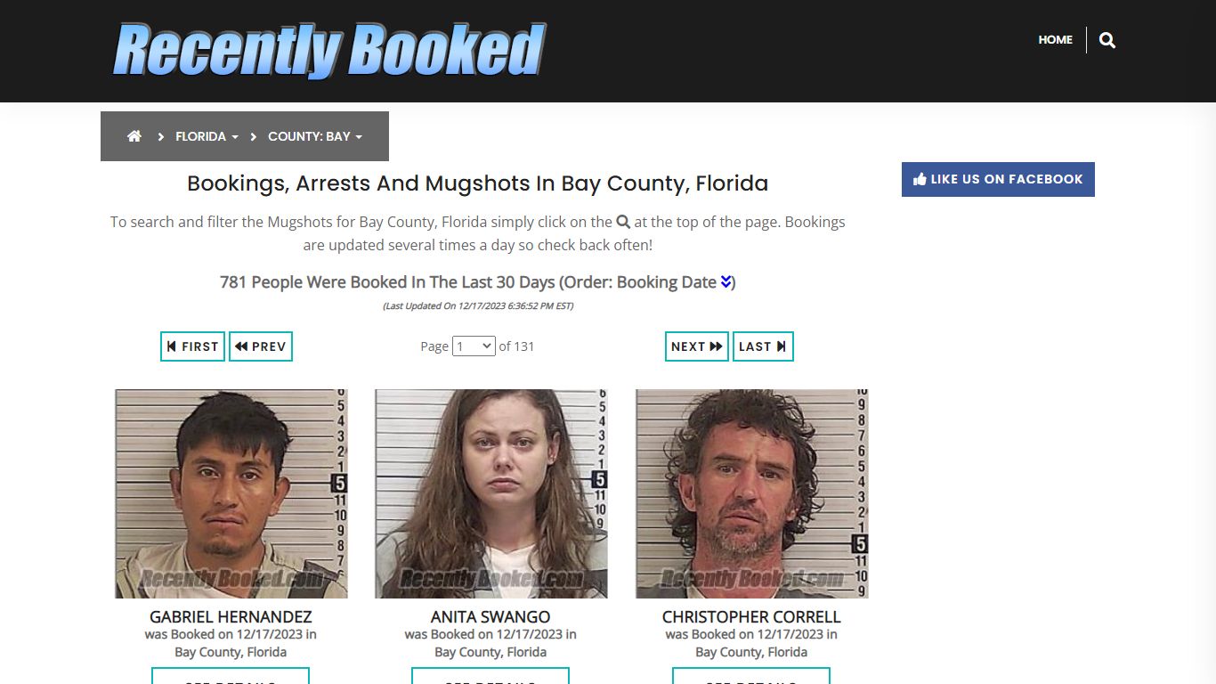 Recent bookings, Arrests, Mugshots in Bay County, Florida - Recently Booked